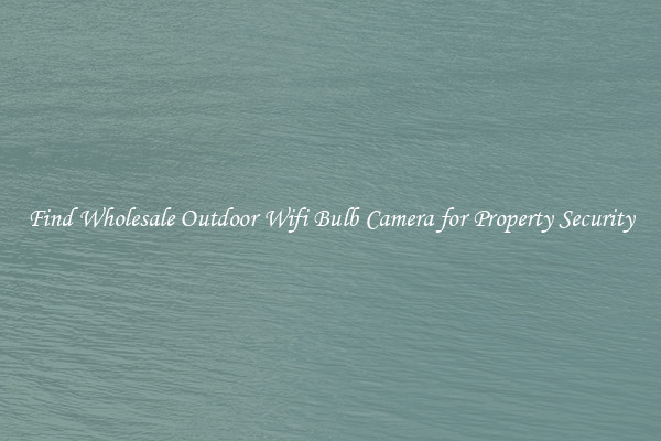 Find Wholesale Outdoor Wifi Bulb Camera for Property Security